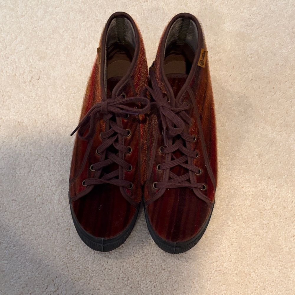 Natural World Velvet High Top Lace up Booties